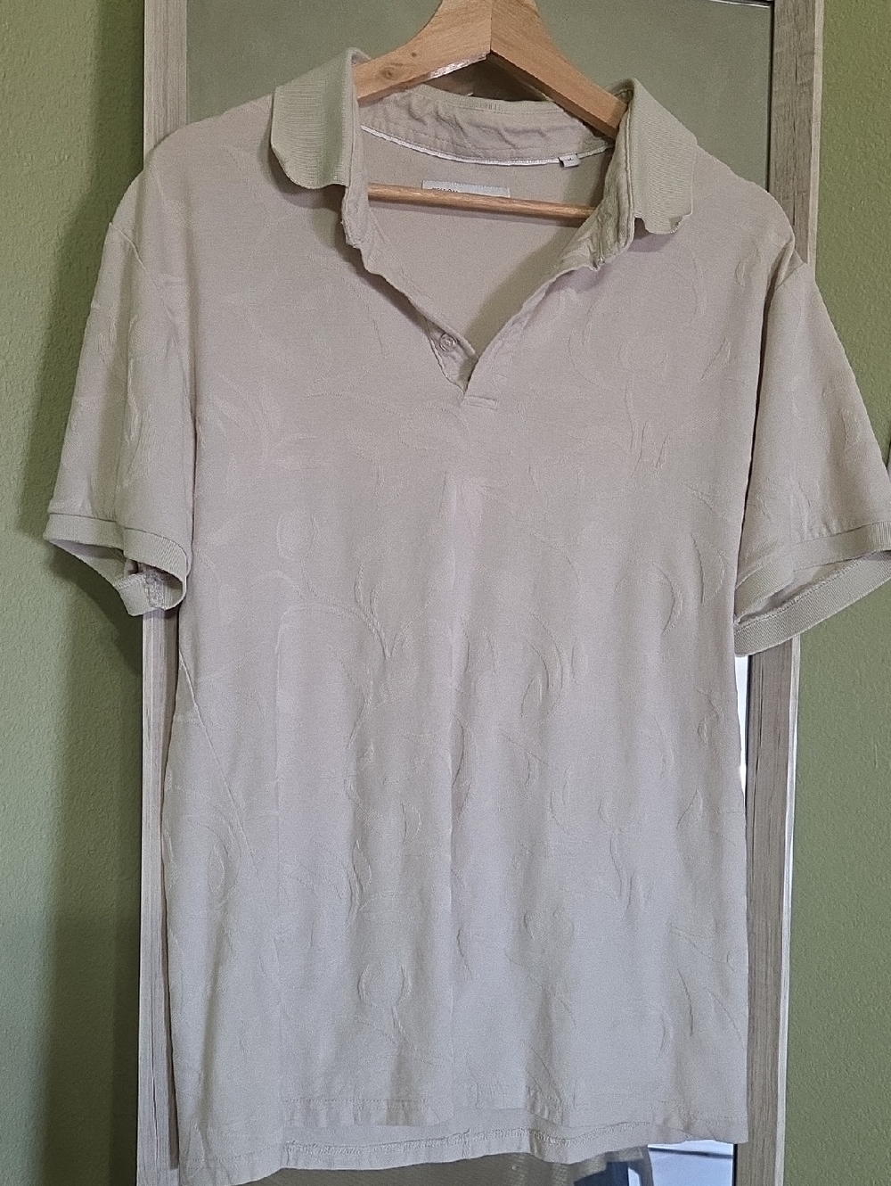 Men's Polo With Subtle Flower Print.  95% Cotton,  5% Spandex